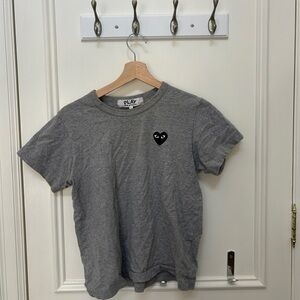 Comme des Garçons PLAY Gray Tee with Black Heart Logo